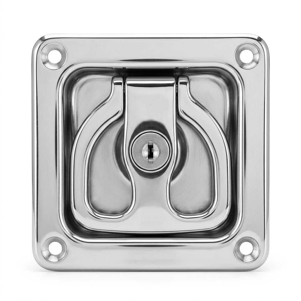Stainless Steel Flush Paddle Handle Lock with Sealed Cylinder 120x92mm