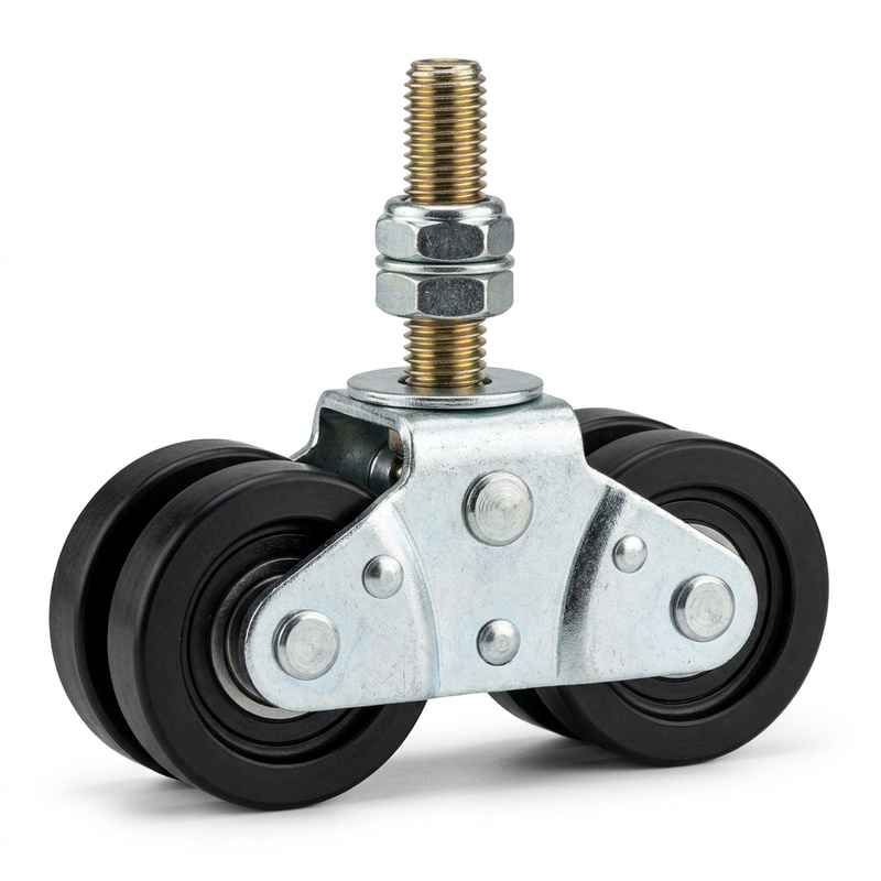 Curtainsider Track Roller Assembly with Threaded Stem & Dual Lock Nuts