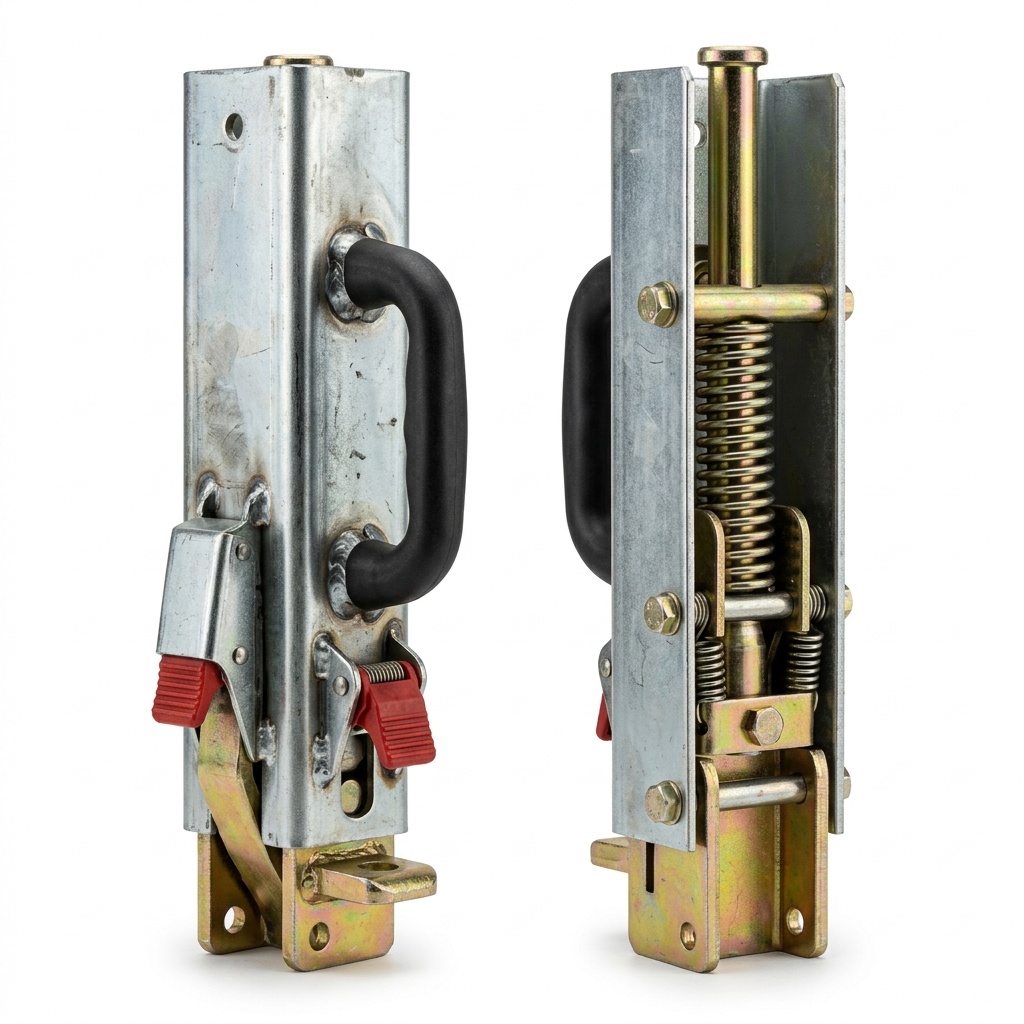 Sliding Post Base Locking Assembly for Curtain Siders